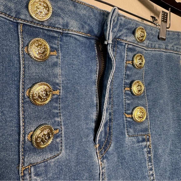 Cato denim midi shirt with gold hardware sz 4 - Picture 2 of 11